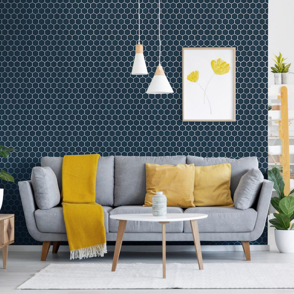 Tribeca 2" Hex Porcelain Mosaic Floor and Wall Tile, Glacier Blue