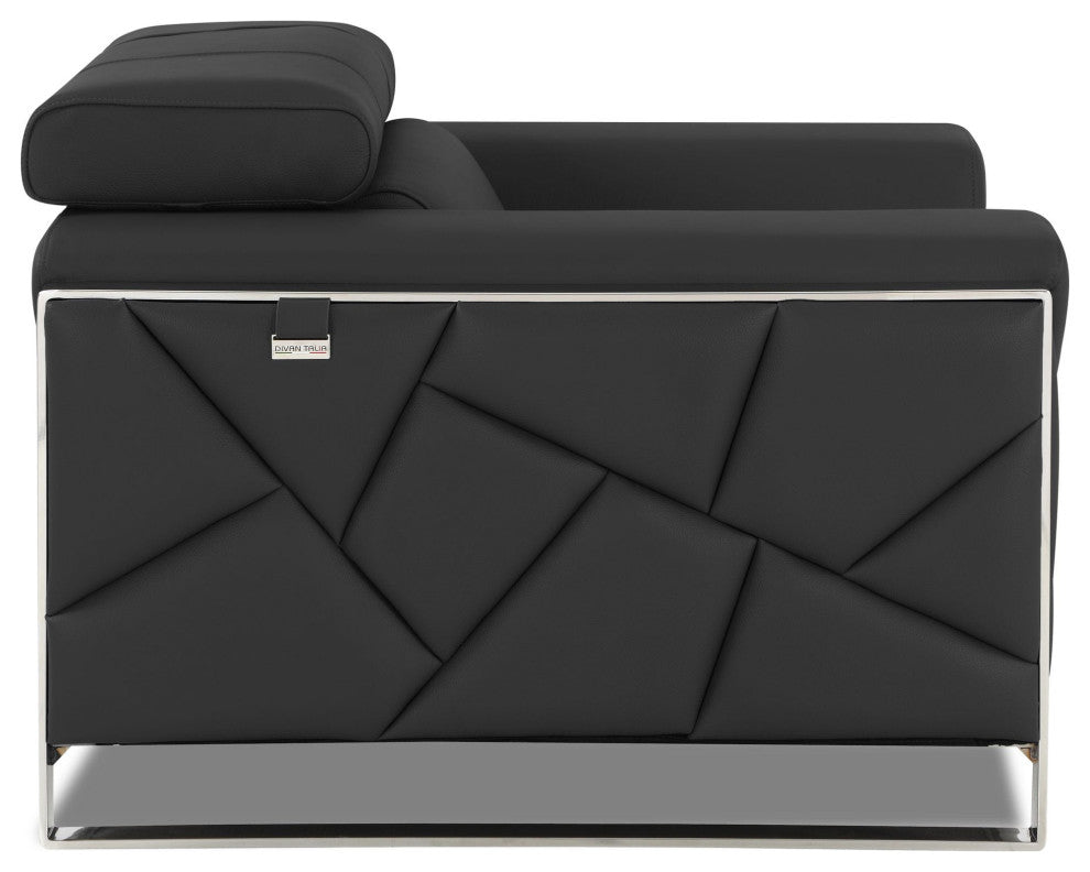 Trento Genuine Italian Leather Modern Chair Dark Gray