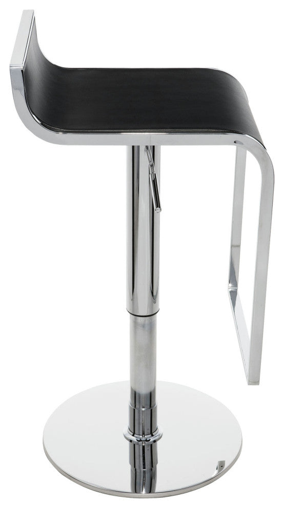 Alexander Adjustable Bar Stool, Modern Contemporary Counter Stool Black Leather
