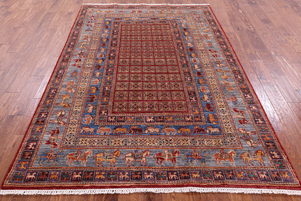 5' 9" X 8' 2" Antiqued Pazyryk Historical Design Handmade Rug Q11264