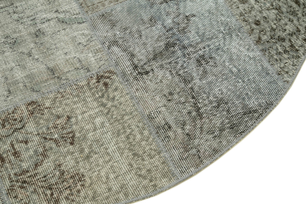 Rug N Carpet - Hand-Knotted Turkish 5' 11" x 5' 11" Vintage Round Patchwork Rug