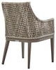 Silvana Outdoor Wicker Metal Gray Dining Chair With Beige Cushions, Set of 2