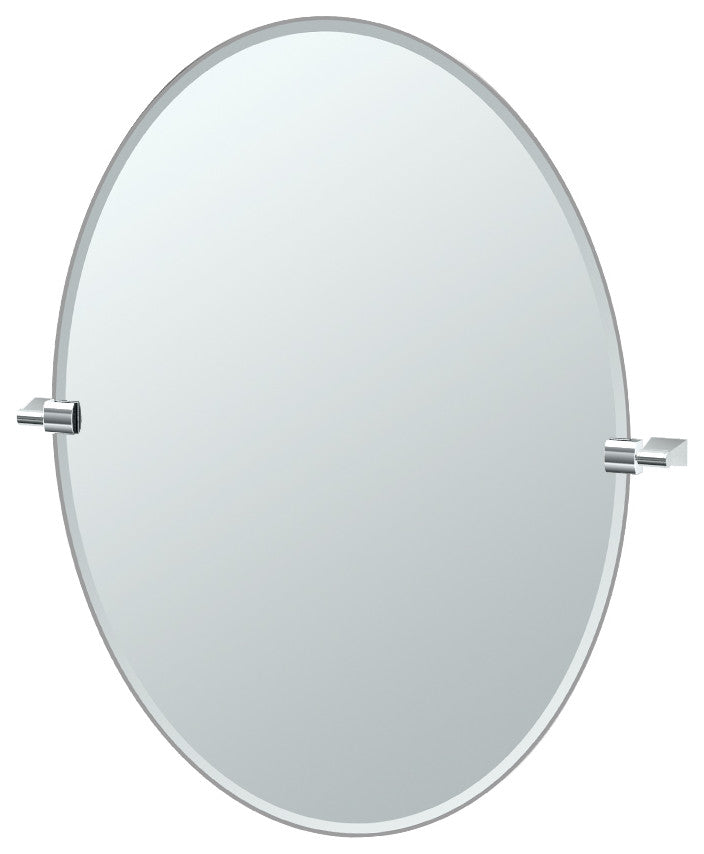 Bleu 32" Frameless Oval Mirror, Satin Nickel