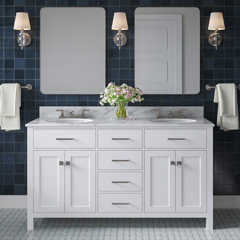 Ariel Bristol 60" Sinks Bath Vanity Base, White