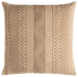Surya Washed Waffle Beige Pillow Shell With Polyester Insert 18"H X 18"W
