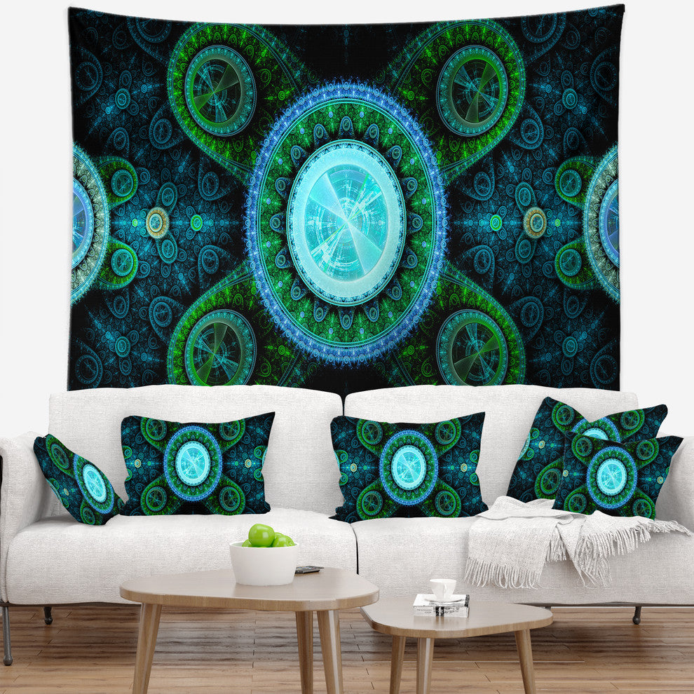 Bright Blue Psychedelic Relaxing Art Abstract Wall Tapestry, 60"x50"