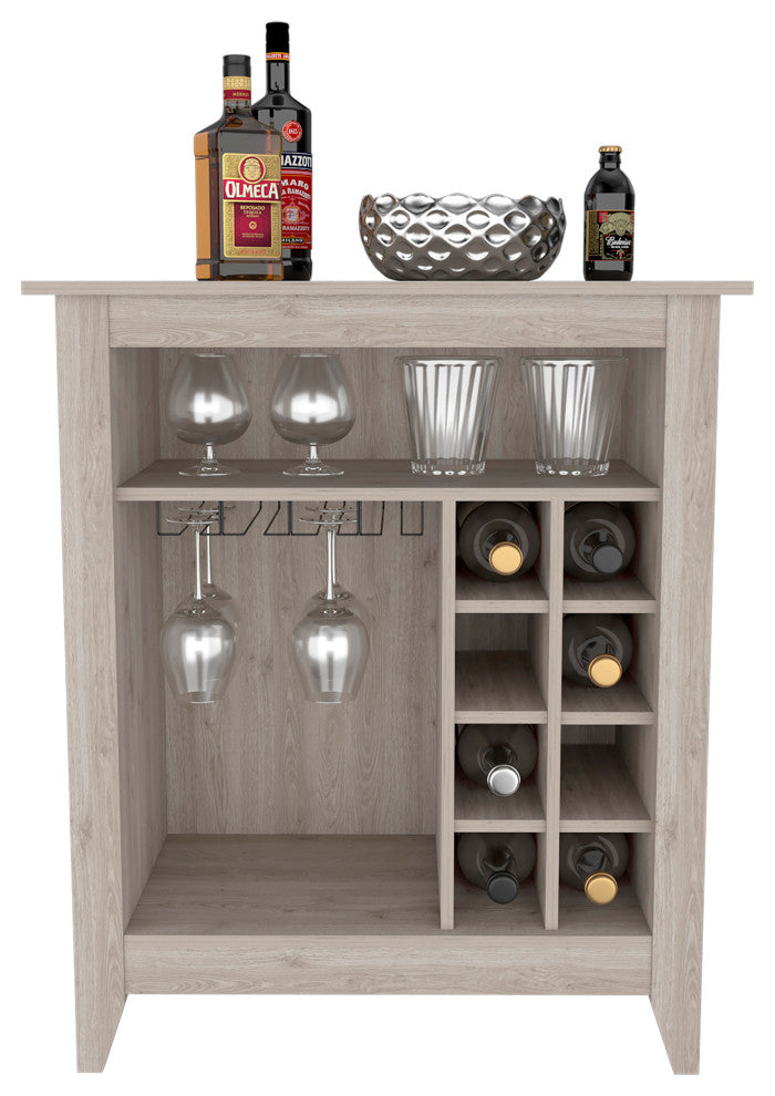 DEPOT E-SHOP Mojito Bar Cabinet,8 Wine Cubbies, Wine Rack,Open Shelf, Light Gray
