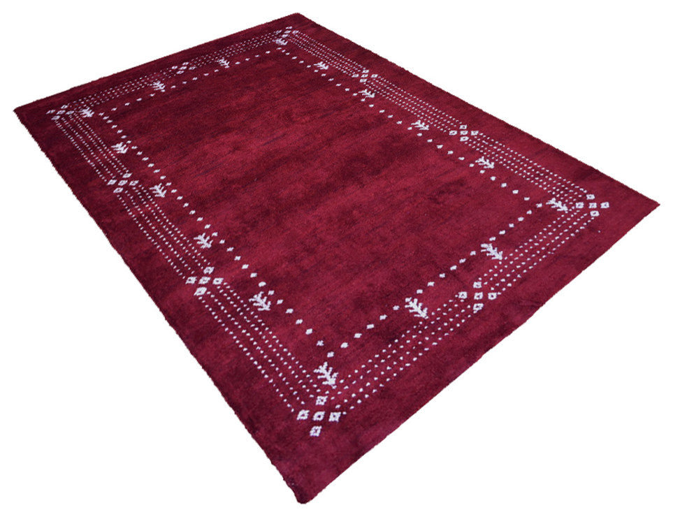 HAND KNOTTED LOOM SILK ECO-FRIENDLY AREA RUGS -6'x9',Rectangle,Red,Contemporary