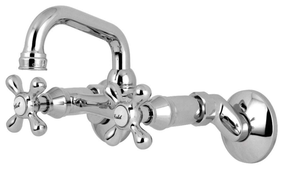 Kingston Brass KS212C Two-Handle Wall Mount Bar Faucet, Polished Chrome
