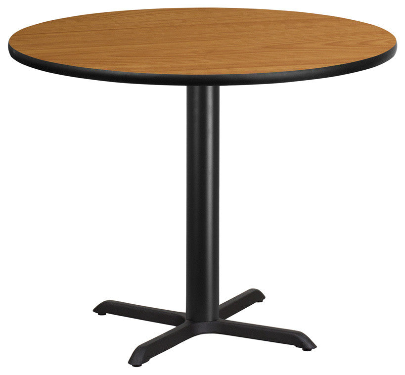 42'' Round Natural Laminate Table Top With Table Height Base