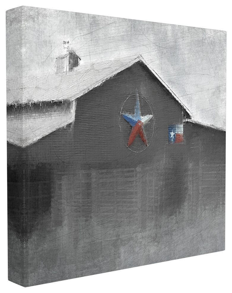 Southern Barn With Americana Star Painting Canvas Wall Art, 24"x24"