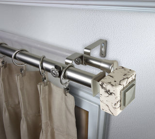 Brielle 1" Diameter Double Curtain Rod, Satin Nickel, 66-120"