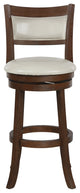 30" Swivel Stool, Cream Faux Leather With Dark Walnut Finish