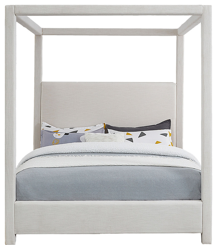 Emerson Upholstered Bed, Cream, King, Linen Textured Fabric