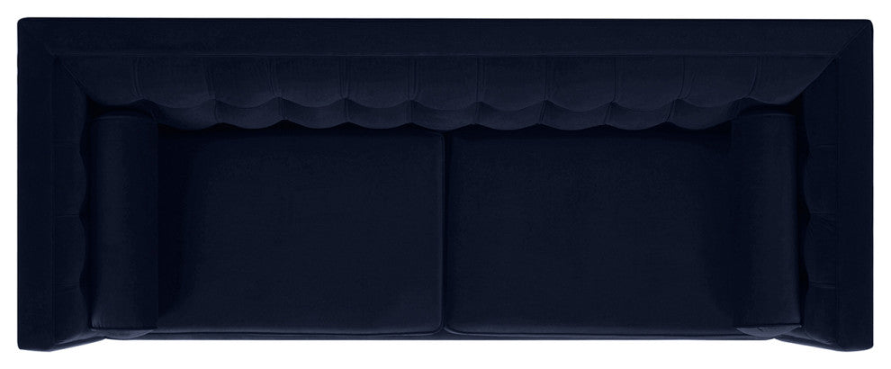 Jack 84" Modern Tuxedo Sofa With Bolster Pillows, Dark Navy Blue Velvet