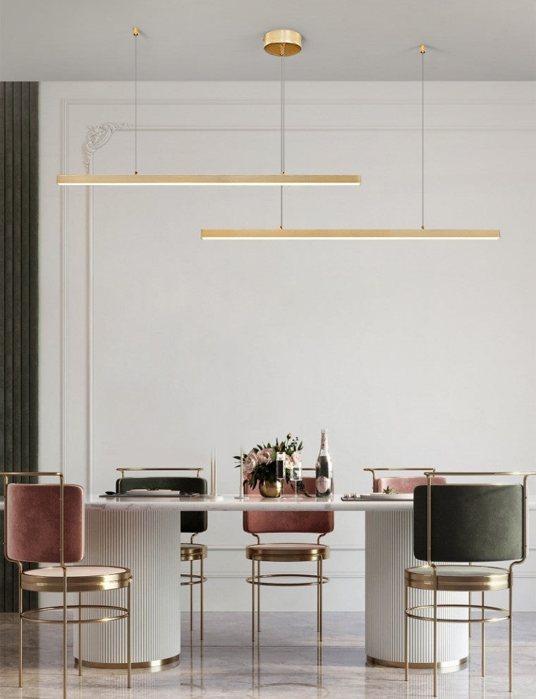 Zeccone | Minimalist Gold Long Line Chandelier for Dining Room, 2 Lines L