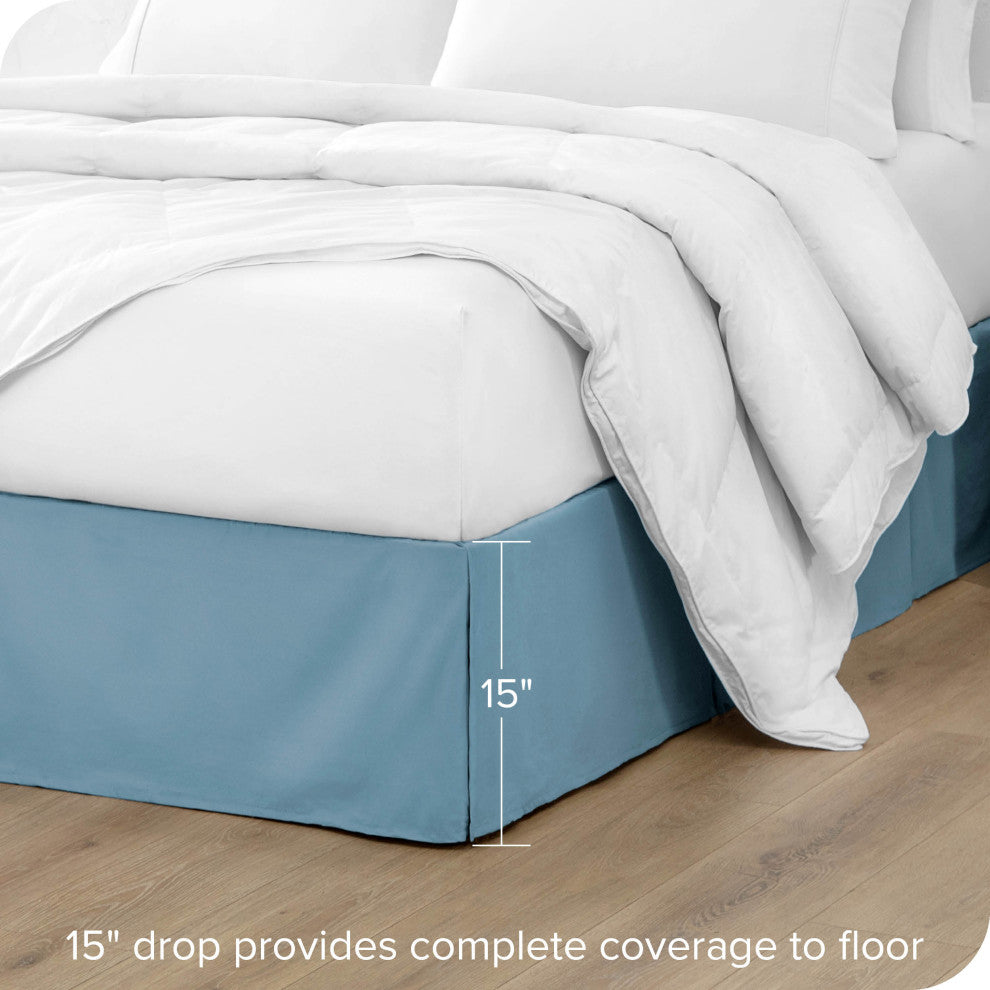 Bare Home Microfiber Bed Skirt , 15" Drop Length, Coronet Blue, King