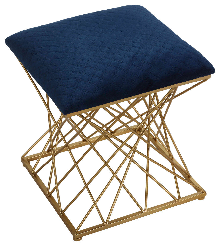 Cortesi Home Lillia Square Ottoman, Navy