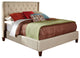 Tranquil Upholstered Queen Size Bed with Button Tufting, Beige
