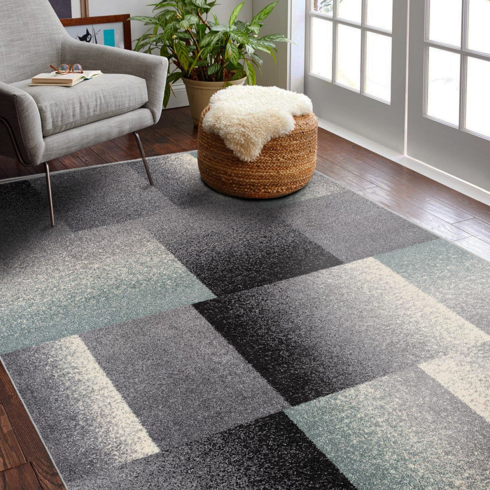 5'x8" Gray Modern Geometric Area Rug