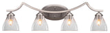 Zilo 4 Light Bath Bar Shown, Graphite Finish With 6.25" Clear Bubble Glass