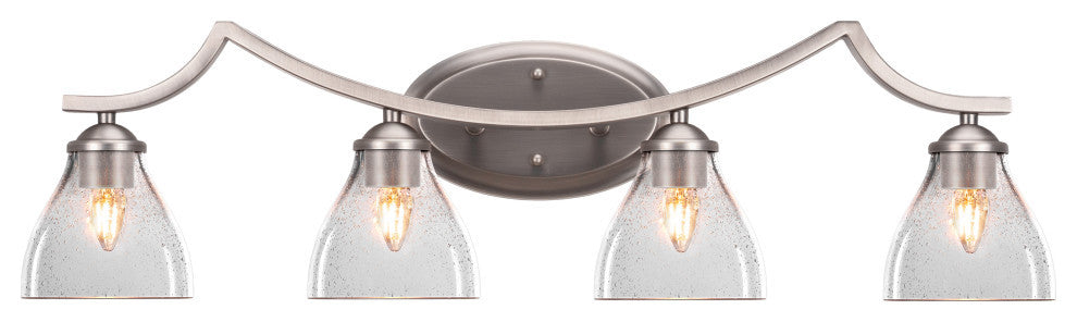 Zilo 4 Light Bath Bar Shown, Graphite Finish With 6.25" Clear Bubble Glass