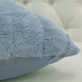 Rabbit Faux Fur Throw Blanket With 2 Pillows, Ashley Blue