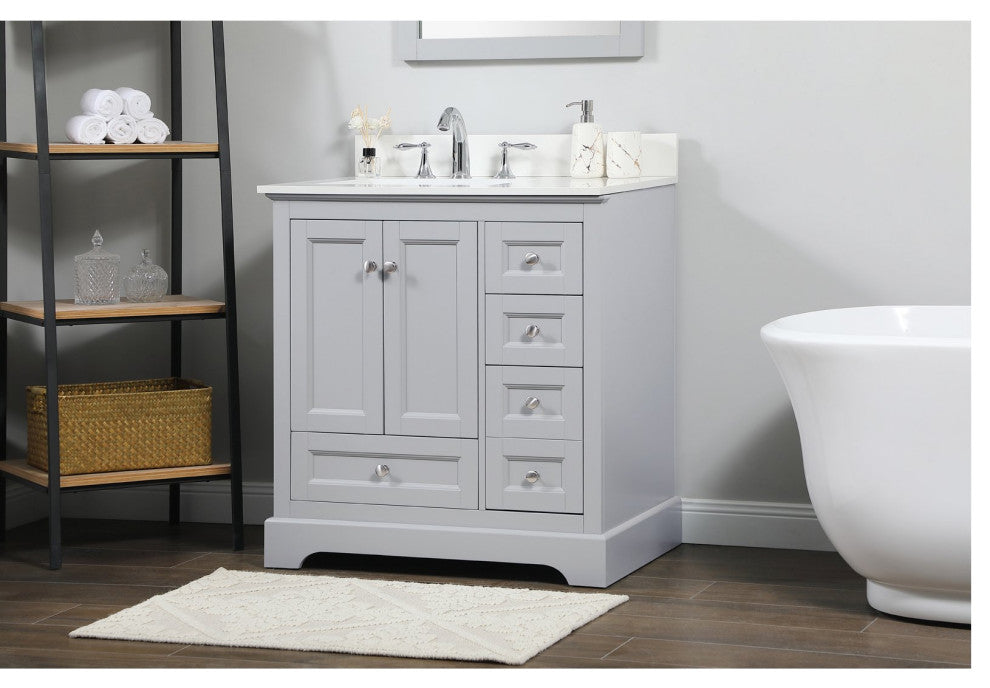 Elegant VF15532GR-BS 32"Single Bathroom Vanity, Gray With Backsplash