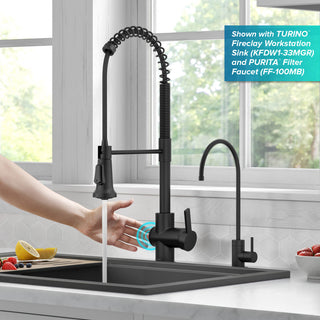 Britt Commercial Style 3-Function Pull-Down 1-Handle 1-Hole Kitchen Faucet, Matte Black (Touchless Ksf-1691mb)
