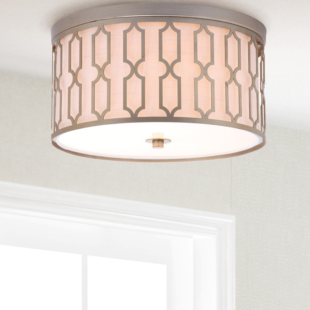Link 3-Light Metal Flush Mount, Soft Gold, 16.75"w