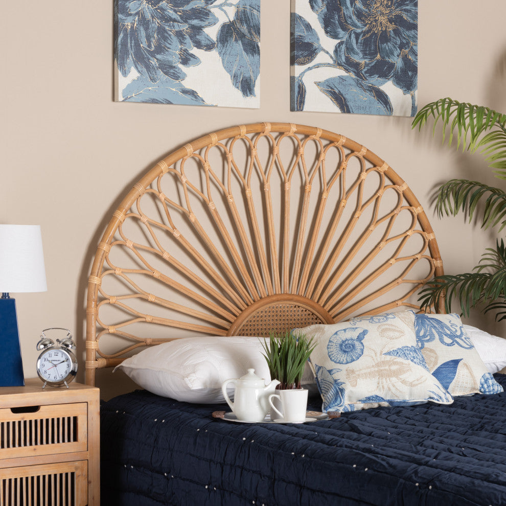 Perenna Modern Bohemian Natural Rattan King Size Standalone Headboard