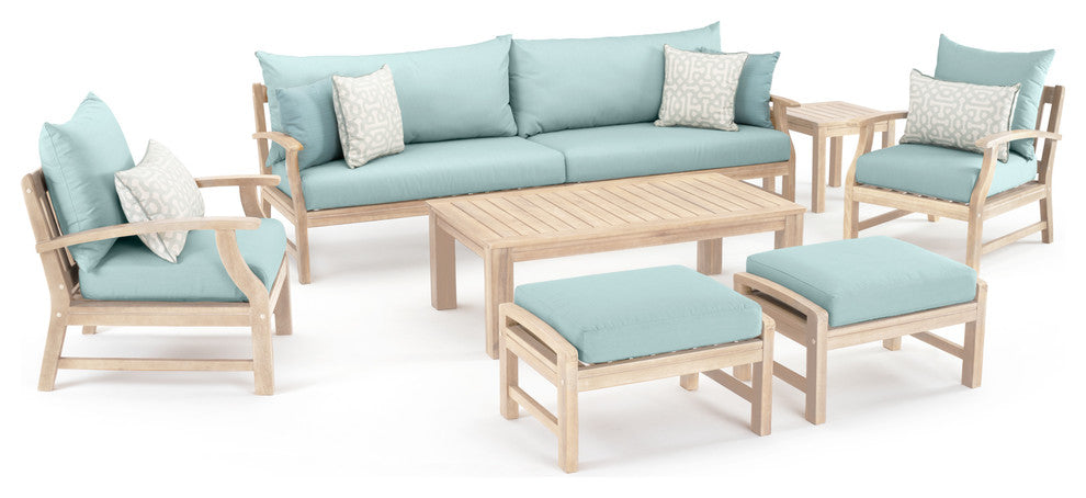 Kooper 8 Piece Sunbrella Outdoor Patio Sofa and Club Chair Set, Spa
