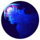 Blue Jellyfish In Ocean, Animal Disc Metal Artwork, 11"