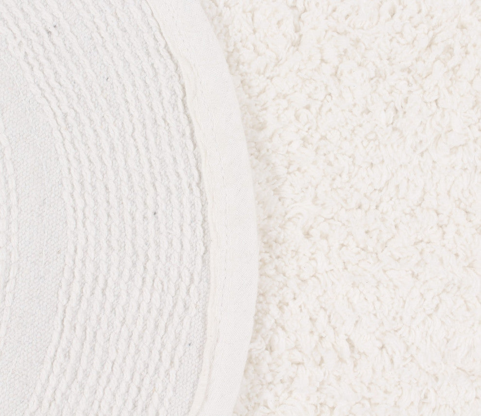 Double Ruffle Collection Bath Rugs Set, 21x54 Runner, Ivory