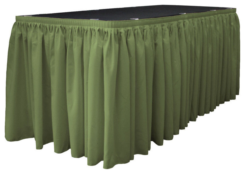 LA Linen Polyester Poplin Table Skirt, Dark Sage, 204"x29"