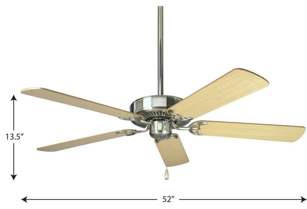 AirPro 52" 5-Blade AC Motor Ceiling Fan, Brushed Nickel