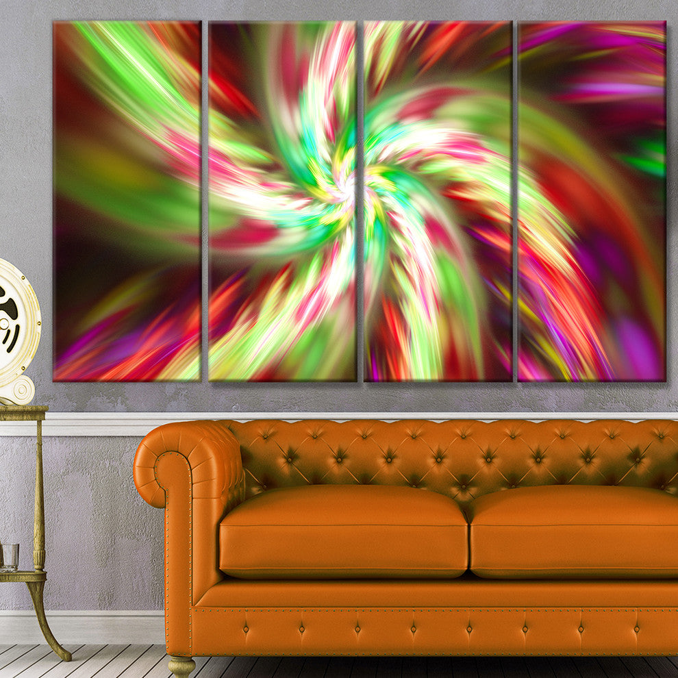 Exotic Multi Color Flower Petal Dance, Floral Canvas Print, 48"x28", 4 Panels