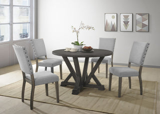 Anna Antique-Style Rustic Light Gray Upholstered Side Chairs, Set of 2