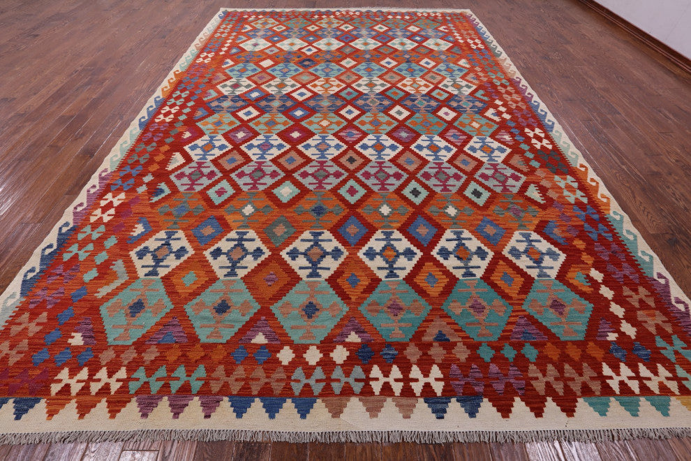 Kilim Flat Weave Wool On Wool Reversible Rug 10' 5" X 15' 4" - Q12540