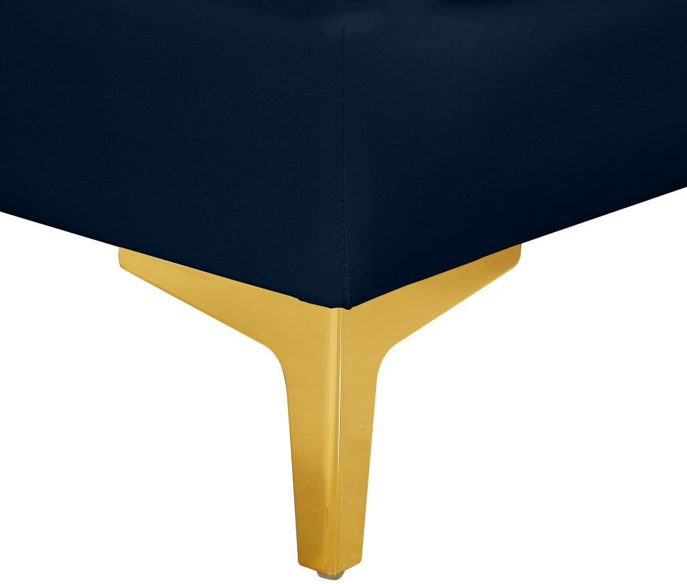 Alina Velvet Modular U-Shaped Sectional, Navy, 7-Piece: 5 Armless Chair, 2 Corner Chair