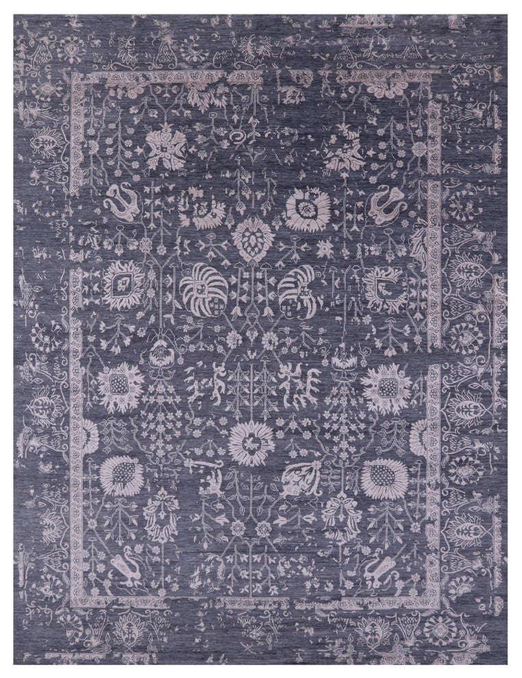 9' 0" X 12' 0" Persian Wool and Silk Hand-Knotted Rug Q9122