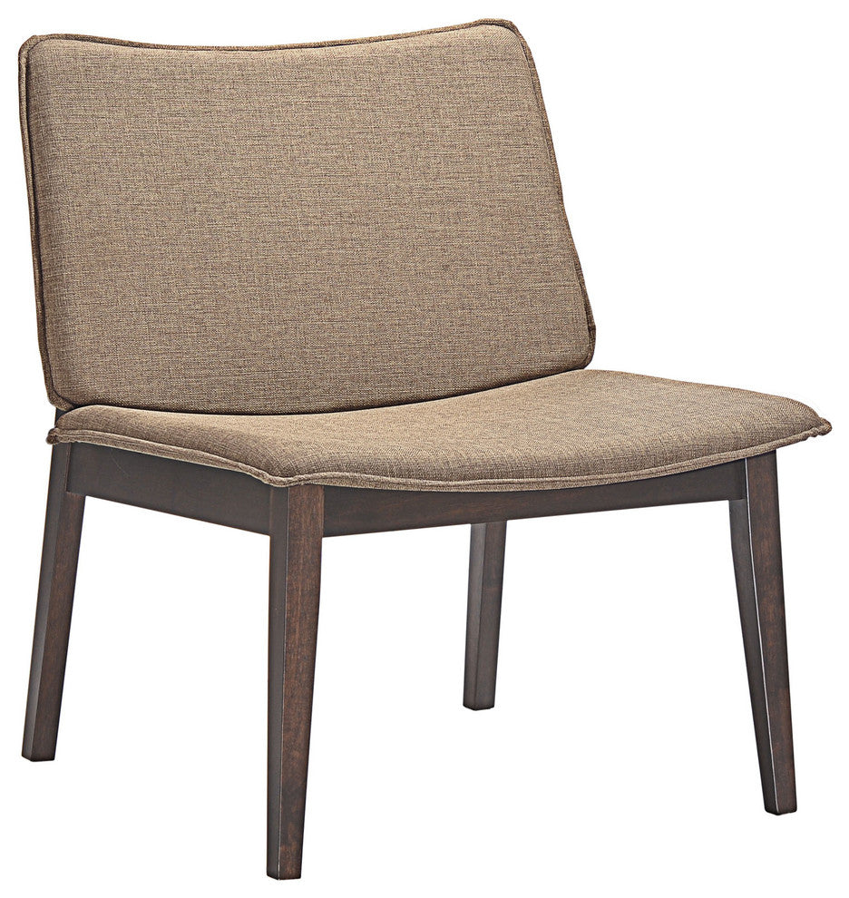 Modern Urban Contemporary Lounge Chair, Brown Wood Fabric