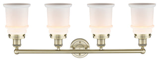 Canton 4-Light 33" Bath Vanity Light, Antique Brass Finish, Matte White Shade