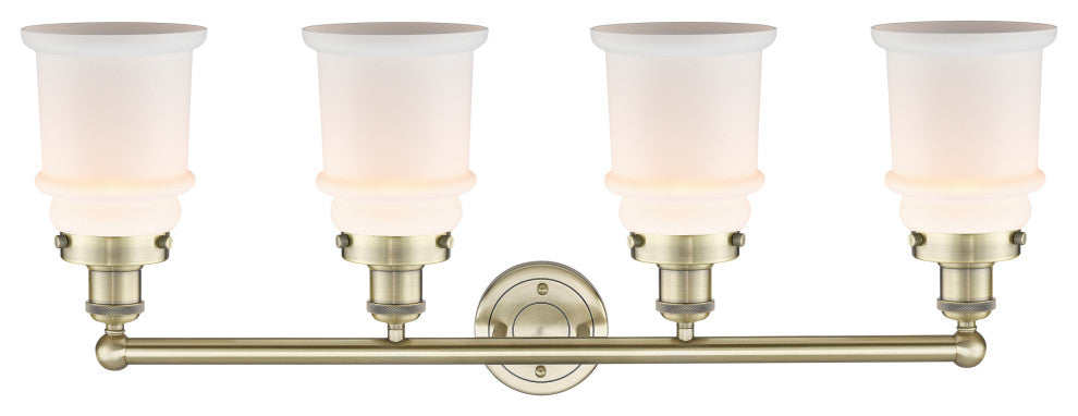 Canton 4-Light 33" Bath Vanity Light, Antique Brass Finish, Matte White Shade