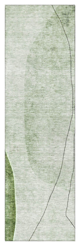 Premium Machine Washable Mayfield AMF696 Green 2'3" x 7'6" Runner Rug