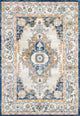 Abani Porto PRT180A Traditional Vintage Ivory and Navy Area Rug