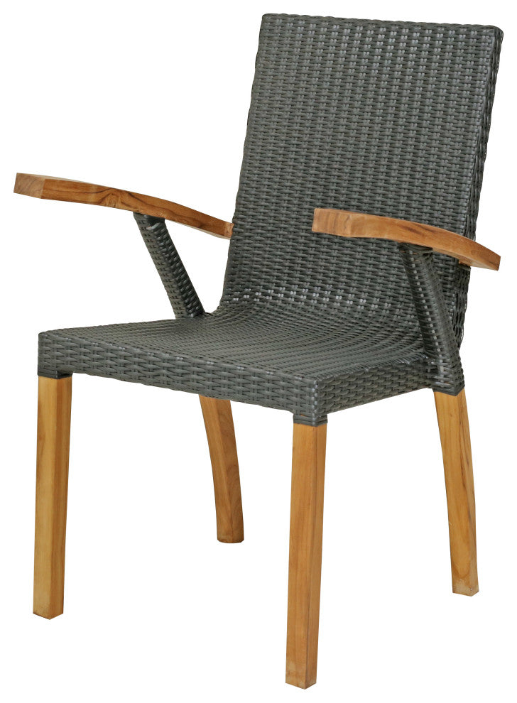 Teak Wood Bali Outdoor Patio Dining Chair with All Weather Webbing