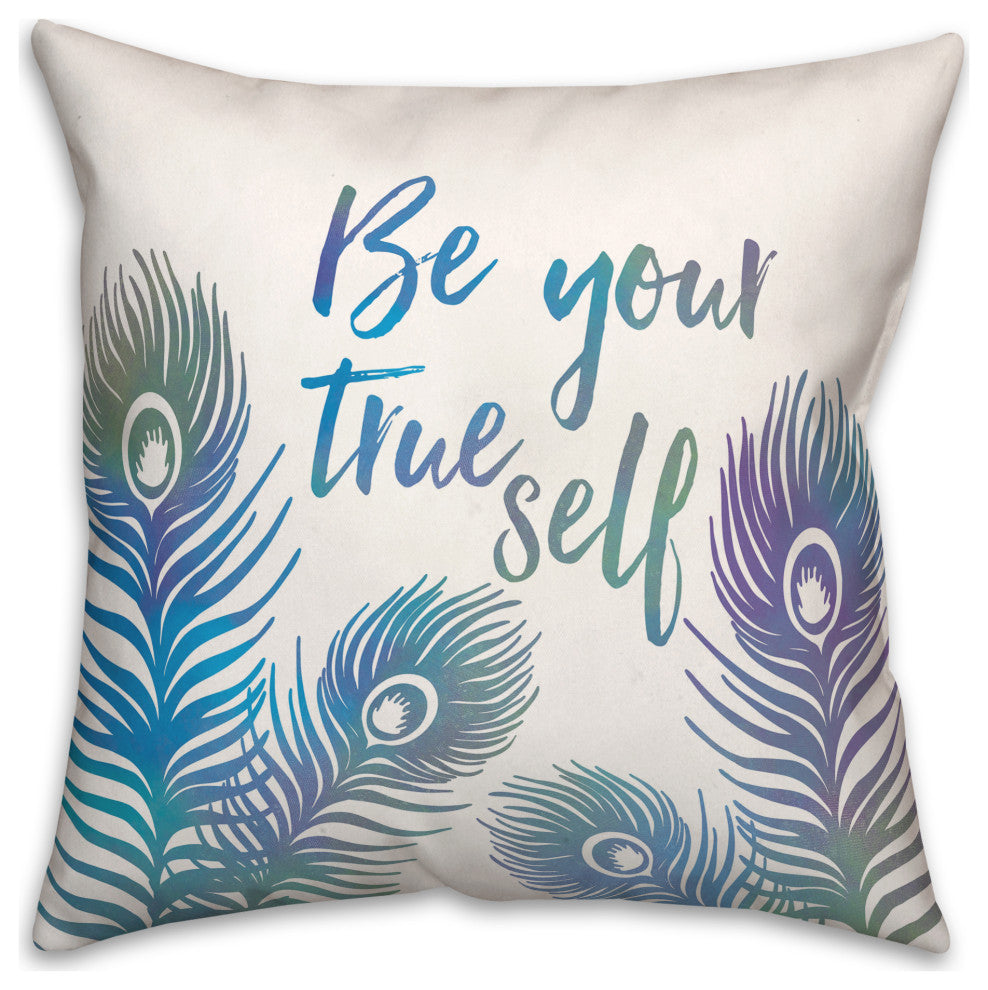 True Self Peacock Feathers 5 20x20 Spun Poly Pillow