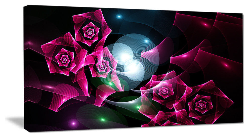 Pink Bouquet of Beautiful Roses, Oversized Abstract Canvas Art Print, 60x28