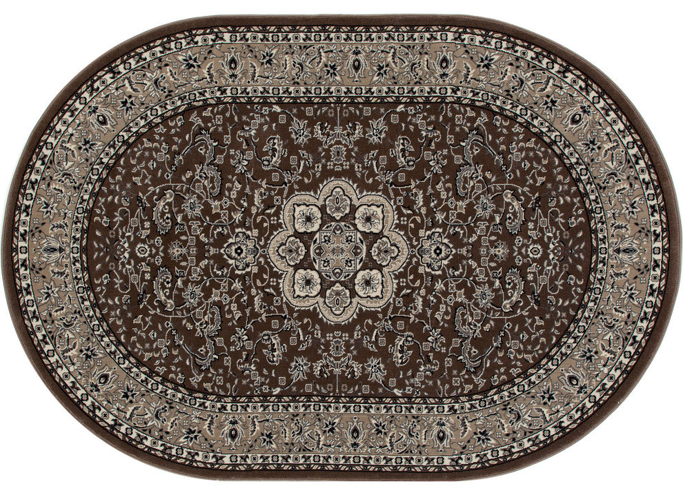 Kensington Center Glow Brown 5'3"x7'7" Oval Area Rug